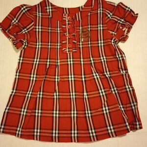 NWT Arizona baby girl plaid ruffle trim shirt